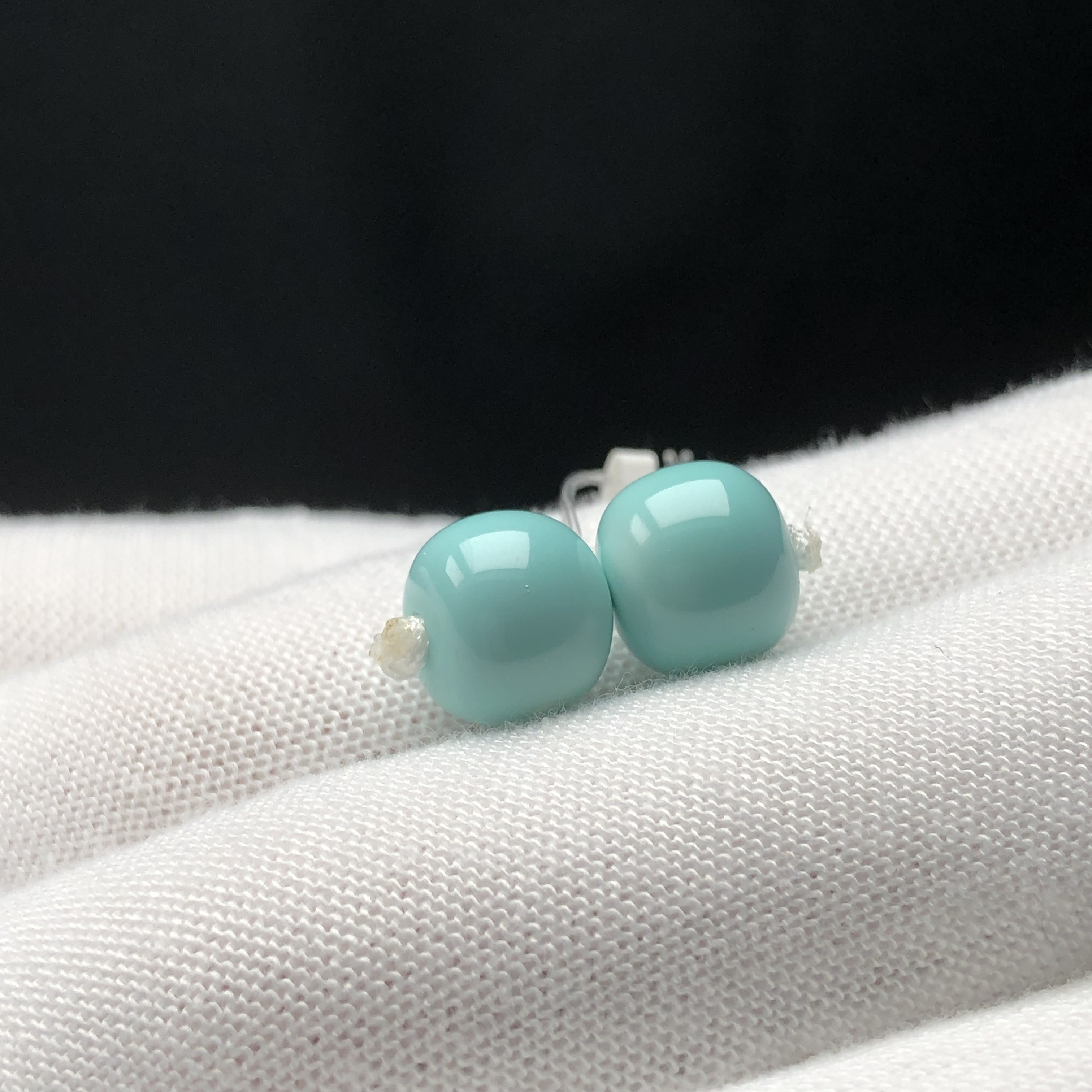 「鼎玉松石」湖北原矿绿松石老型对珠配饰 天然无优化 地大证书