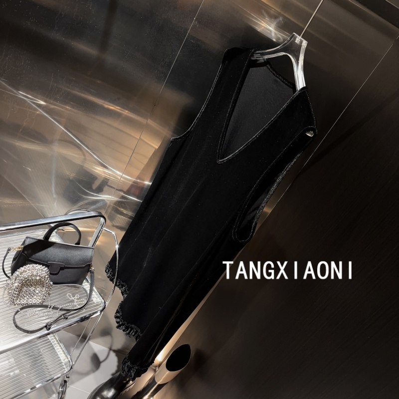 5店 【黑醺醺】重磅简约木耳边背心裙潮牌女装