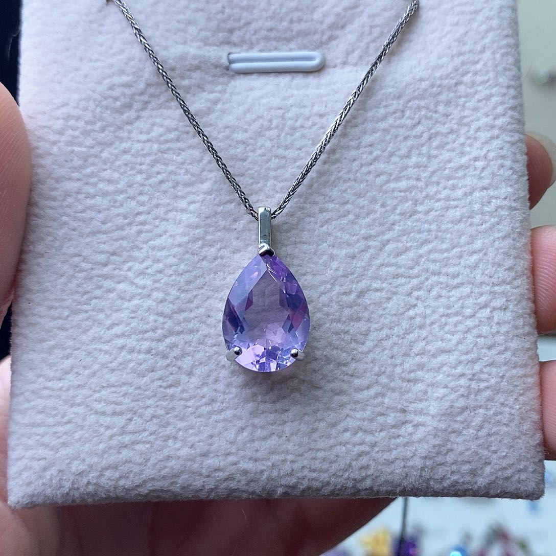 水晶吊坠(不含链)银S925镶嵌紫玉晶（一物一证）