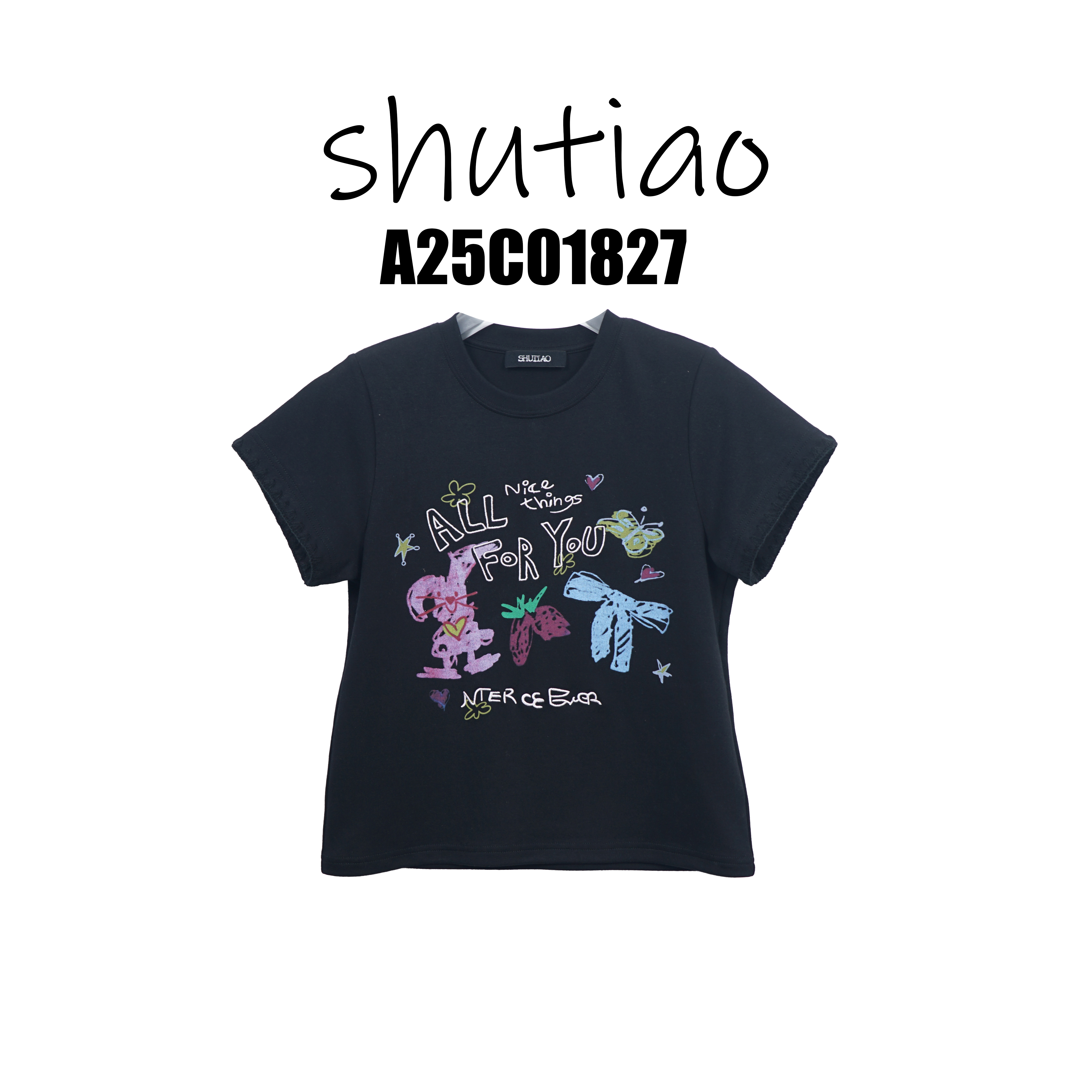 【SHUTIAO】2025夏季：新款小众设计款兔子T恤A25C01827