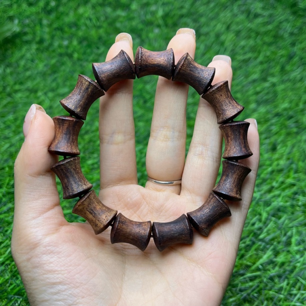 天然小叶降真香手串1.7*1.3竹节珠爆香级暗黄油高端软糖麻丝猫推