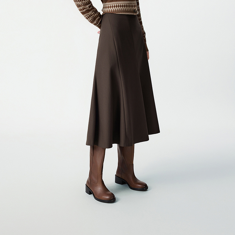 LANCY/朗姿2025冬季新款气质优雅A字中长款伞裙半身裙LCG