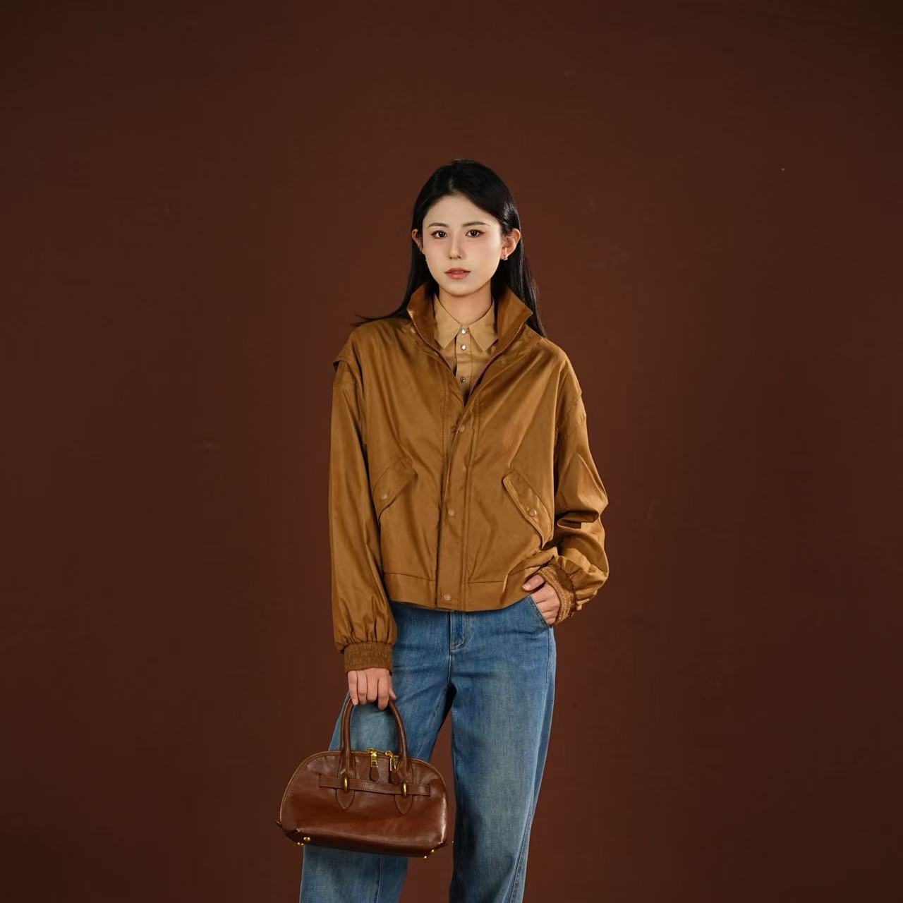 GIRDEAR/哥弟26年春新款时尚潮酷立领松弛宽松防风夹克外套140075