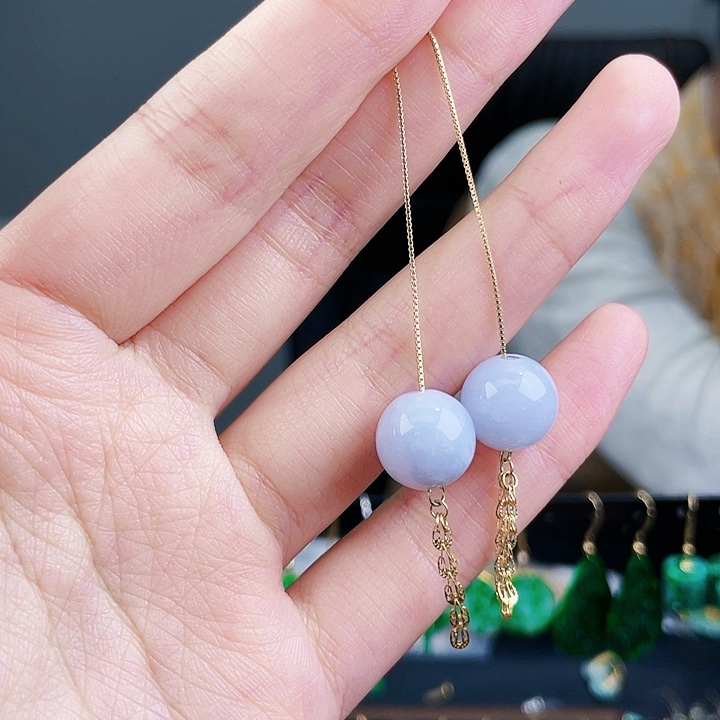 翡翠耳饰银S925镶嵌饰品