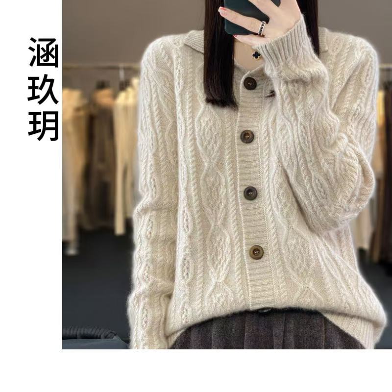 涵玖玥【100羊毛】大绞花加厚外套上衣Z-01-029