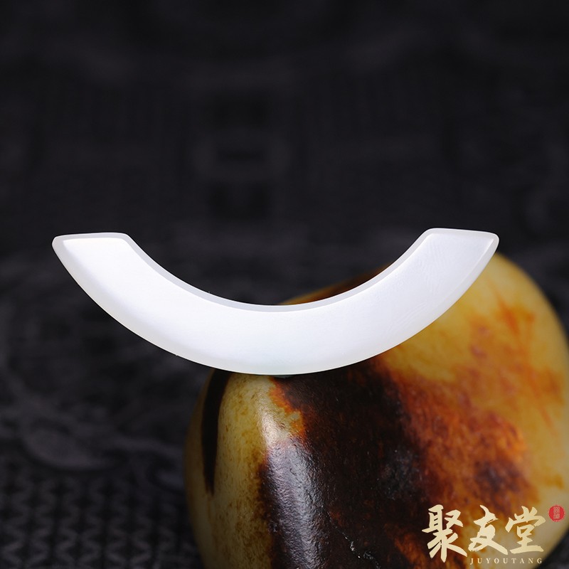 聚友堂王伟玉雕7克新疆和田玉籽料白玉玉璜挂件配饰镶嵌吊坠