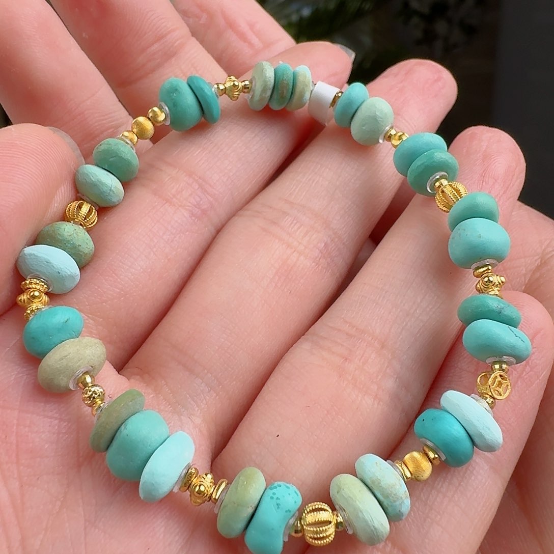 绿松石珠宝奇石18K金镶嵌