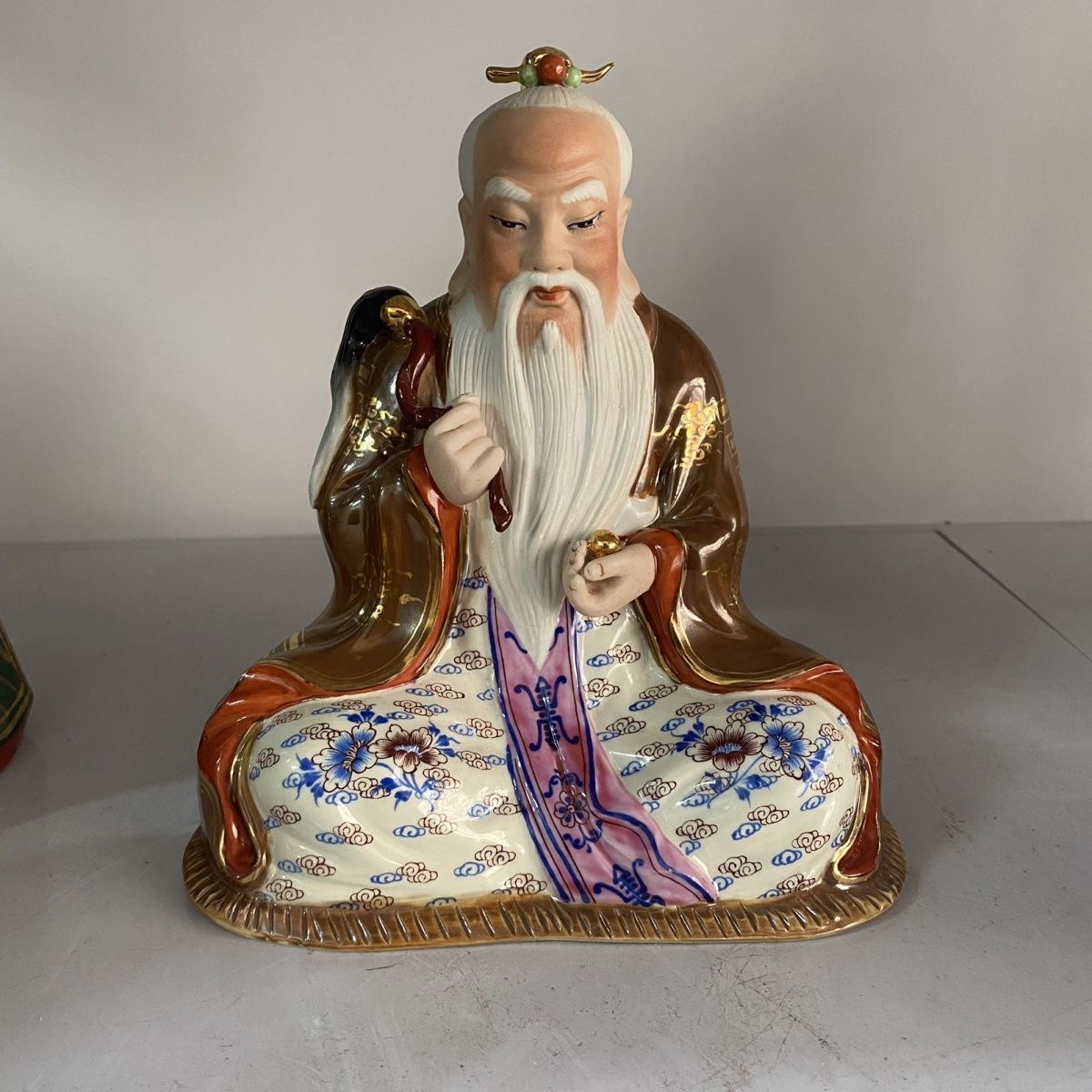 景德镇手工太上老君神像道家居家供摆件雕塑坐陶瓷道家收藏品八寸