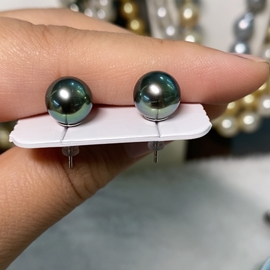 海水珍珠耳饰银S925镶嵌艾**嘻9-10