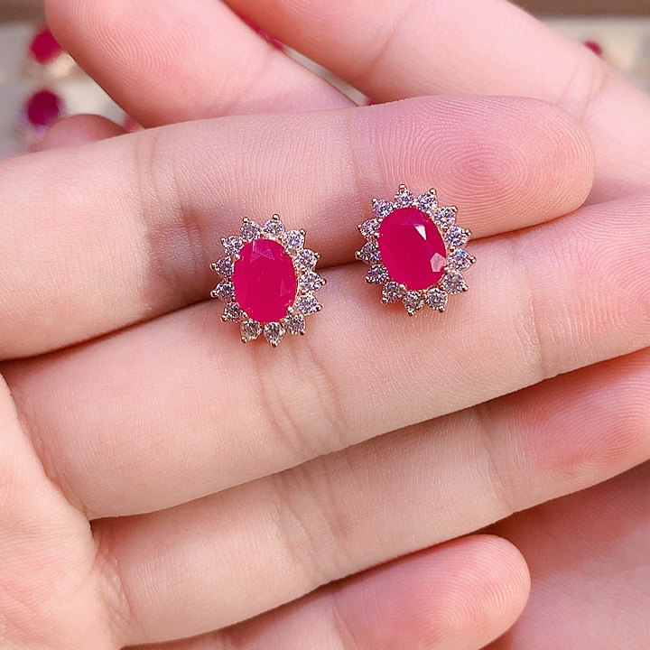 耳饰红宝石银S925镶嵌