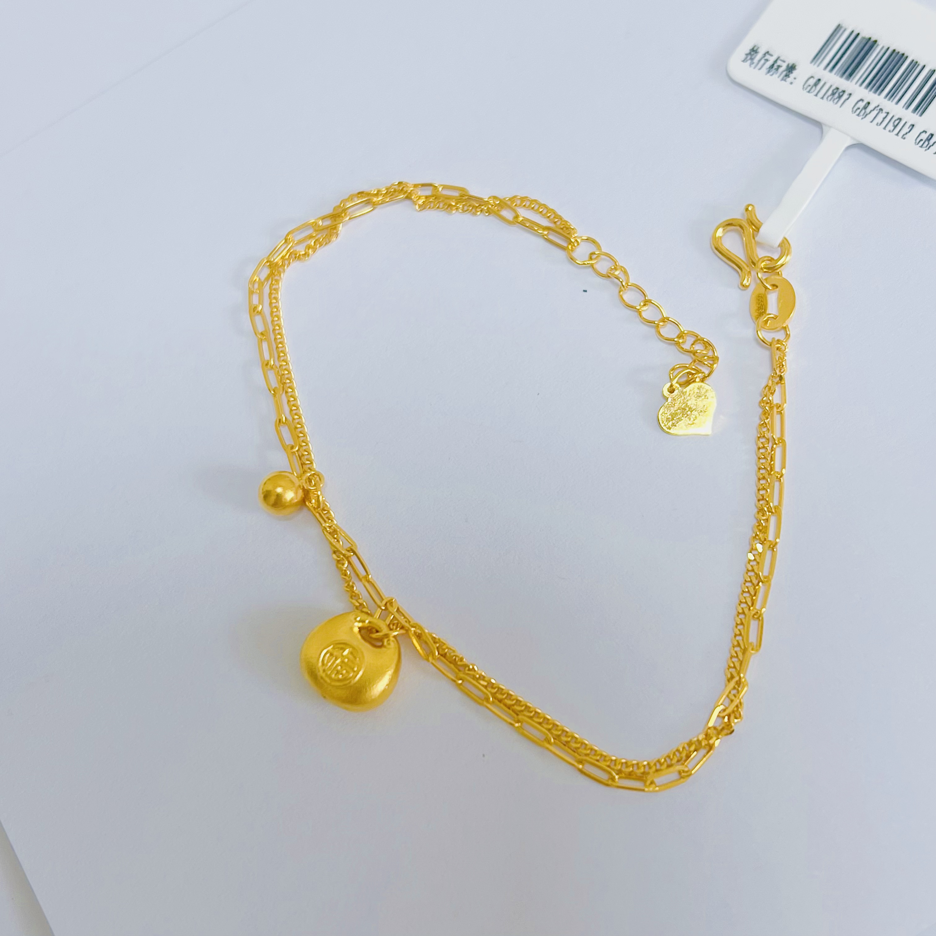 足金999胖福手链双链国潮精致仙女经典