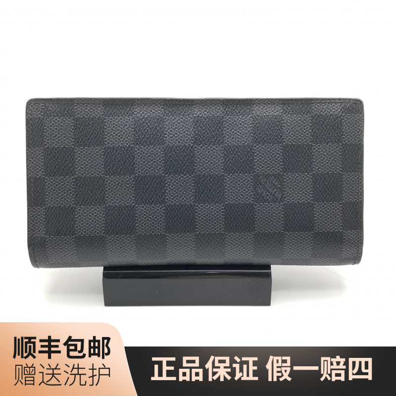 95新 LouisVuitton/路易威登 LV  黑棋盘格长款开口钱包/10021316