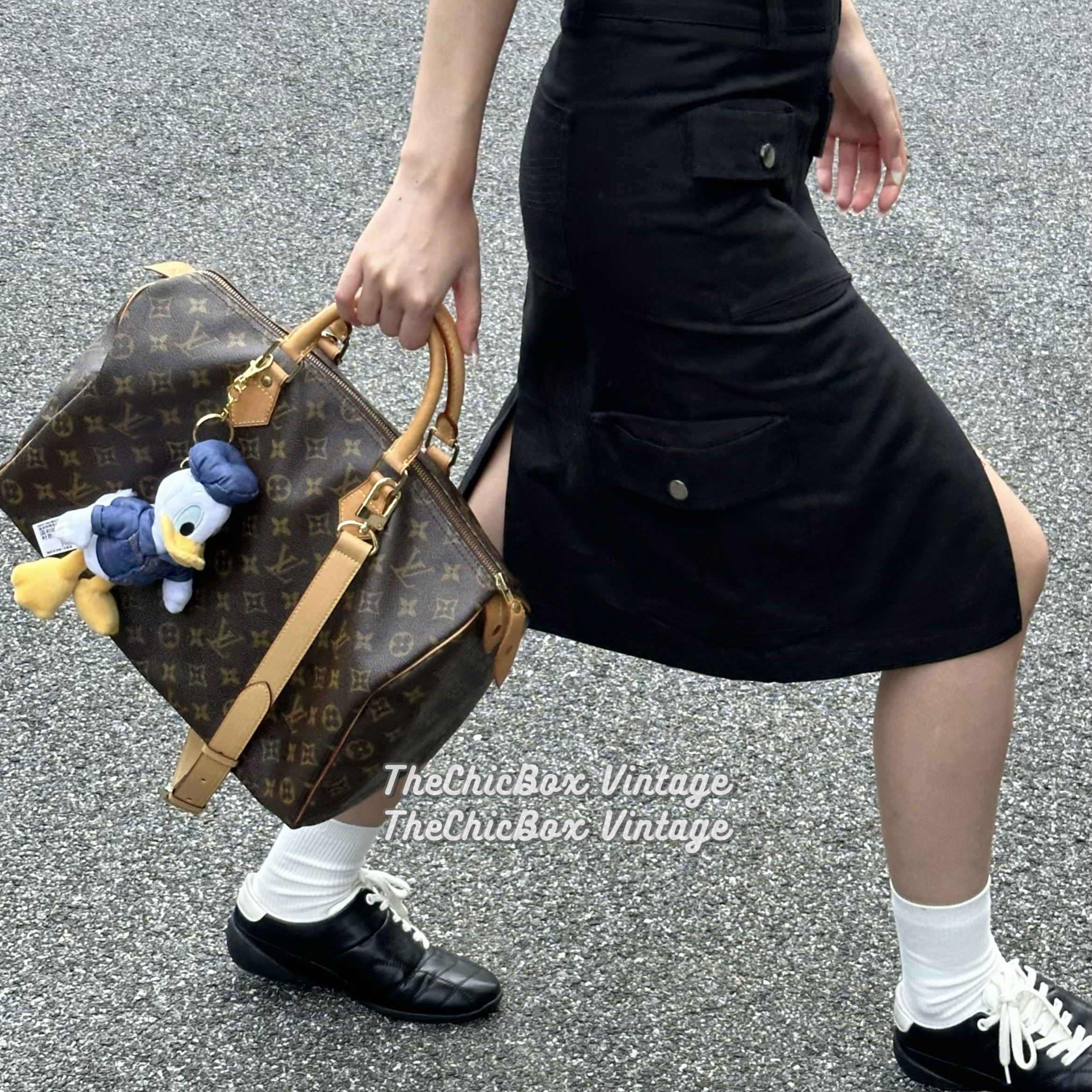95新 LouisVuitton/路易威登 只盒/中古老花speedy35手提包
