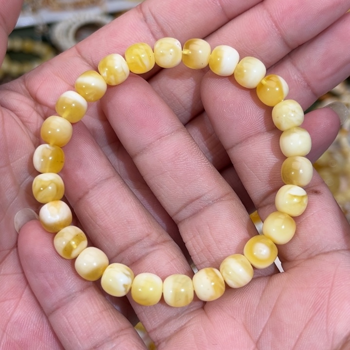 阿***神蜜蜡未镶嵌手链微花粉8.0x7.5