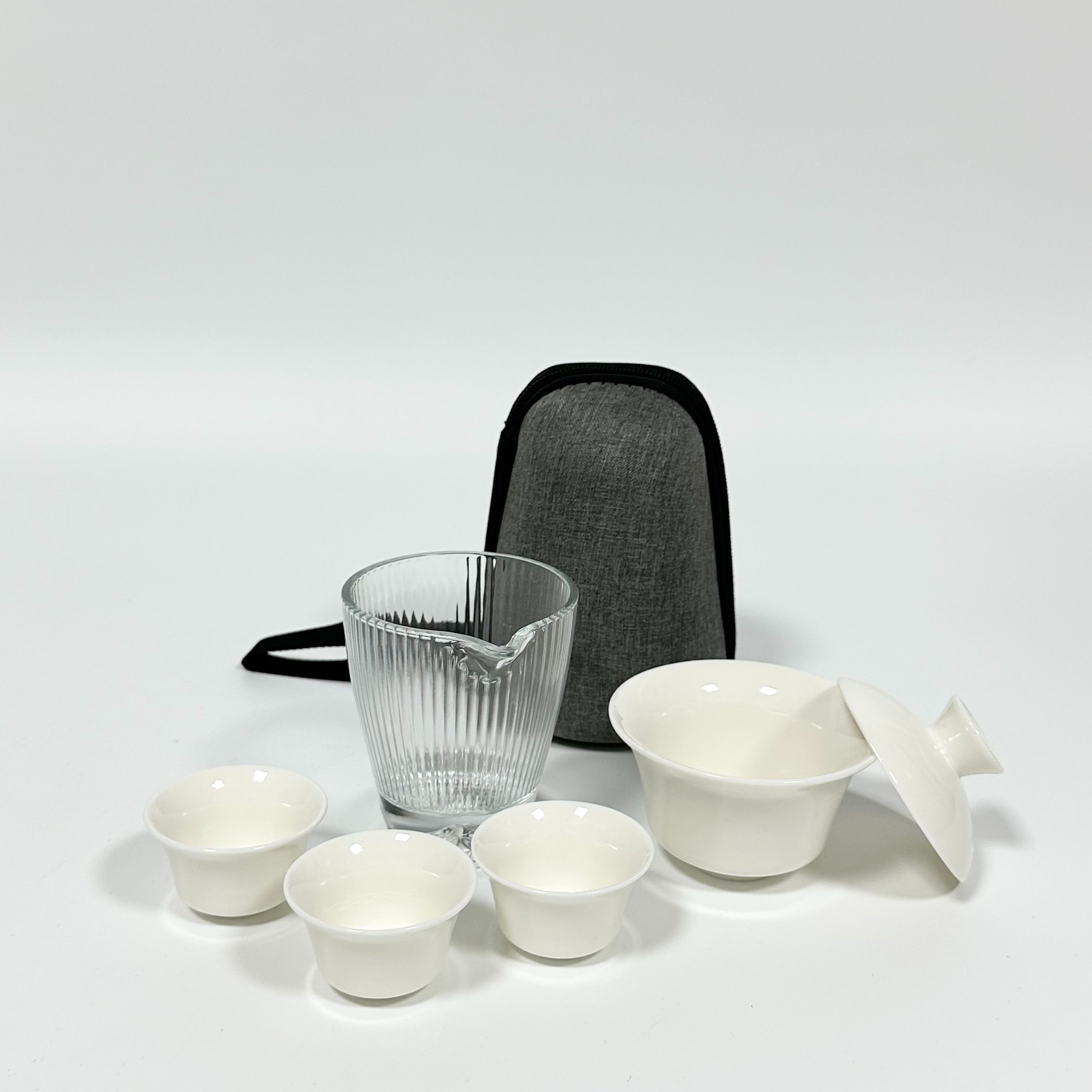 羊脂玉一壶三杯黑色装套组茶具 Z-Z