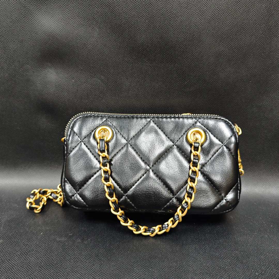 SMVP · 高定奢品 时尚潮流打造真皮女士包时尚金币链条 0241 黑色