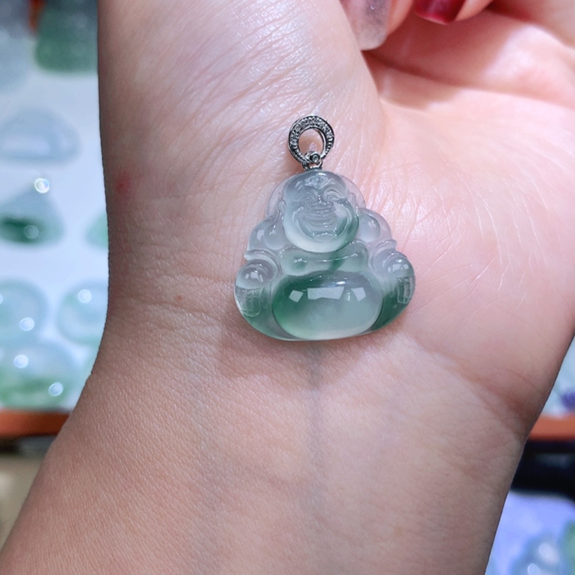 【闪购商品】翡翠颈饰18K金镶嵌佛公