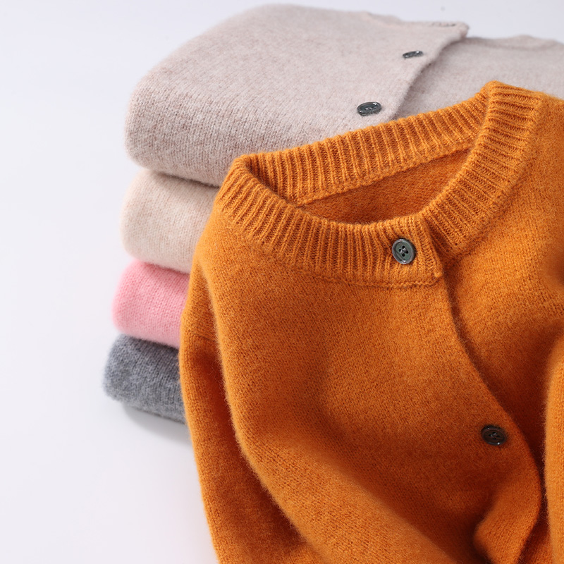 秋冬儿童100%纯羊毛开衫男女童圆领加厚毛衣外套休闲长袖针织上衣