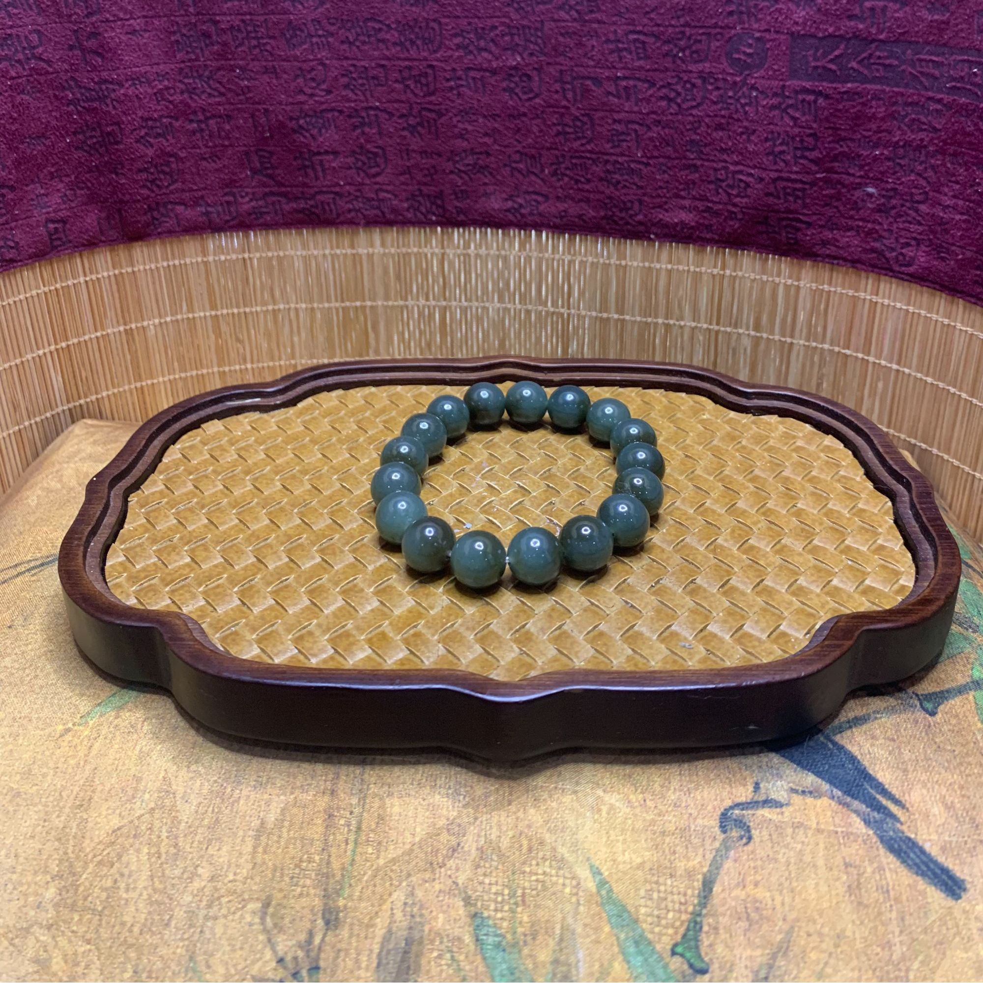 P和田玉圆珠手串（卡12）2034