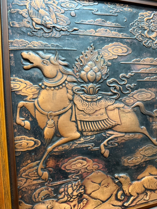 富贵吉祥风格紫铜浮雕壁画客厅装饰