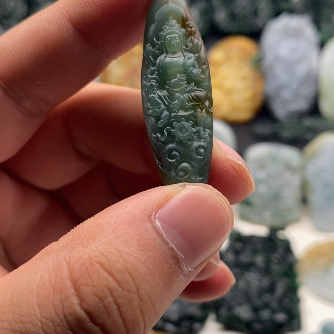 未镶嵌定制翡翠天然翡翠A货大势至天珠