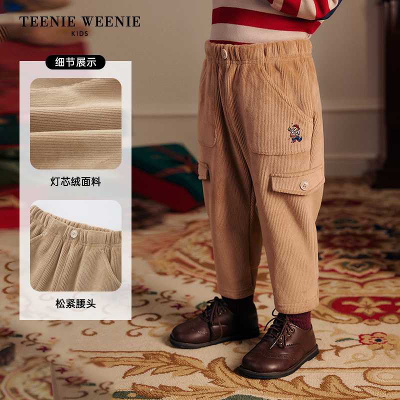 TeenieWeenieKids小熊童装休闲纯色灯芯绒工装裤T0TM251121A