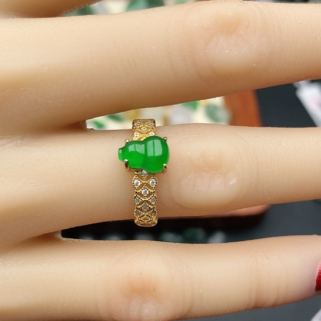 翡翠戒指银S925镶嵌K****I戒指