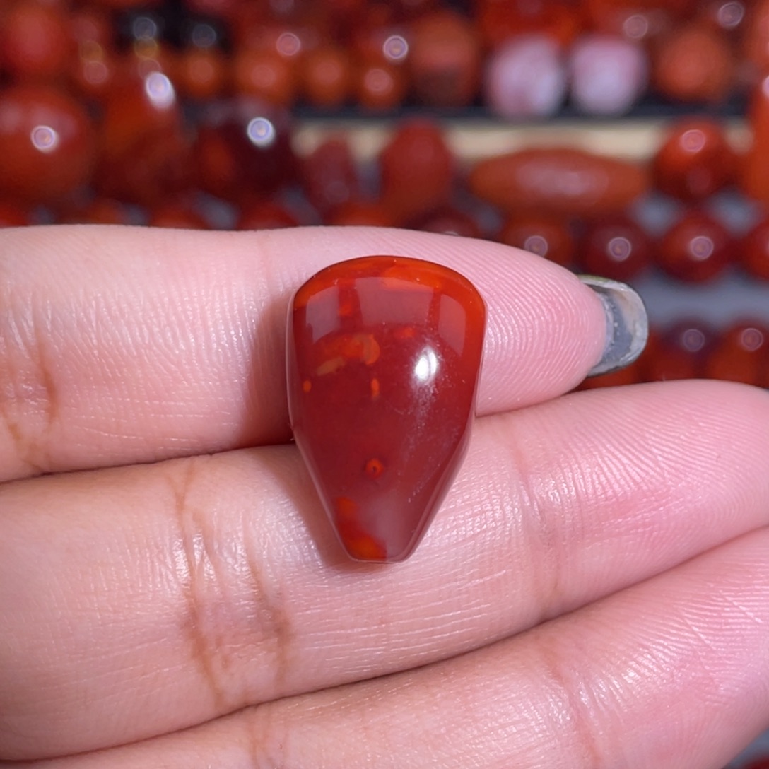 南红玛瑙未镶嵌火焰三通卡13+