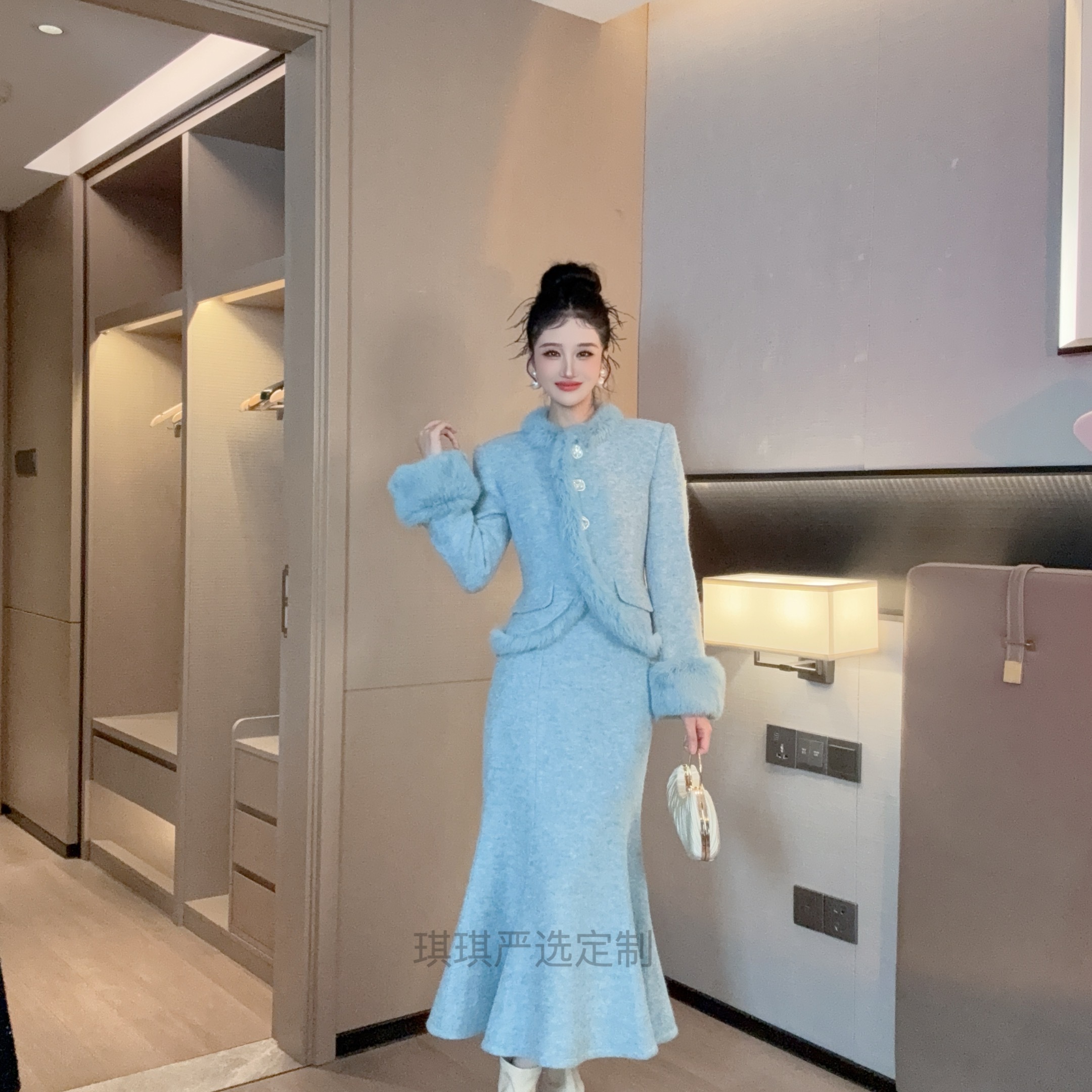 名媛气质法式时尚套装小香风套装冬款时尚两件套QRADTZ020