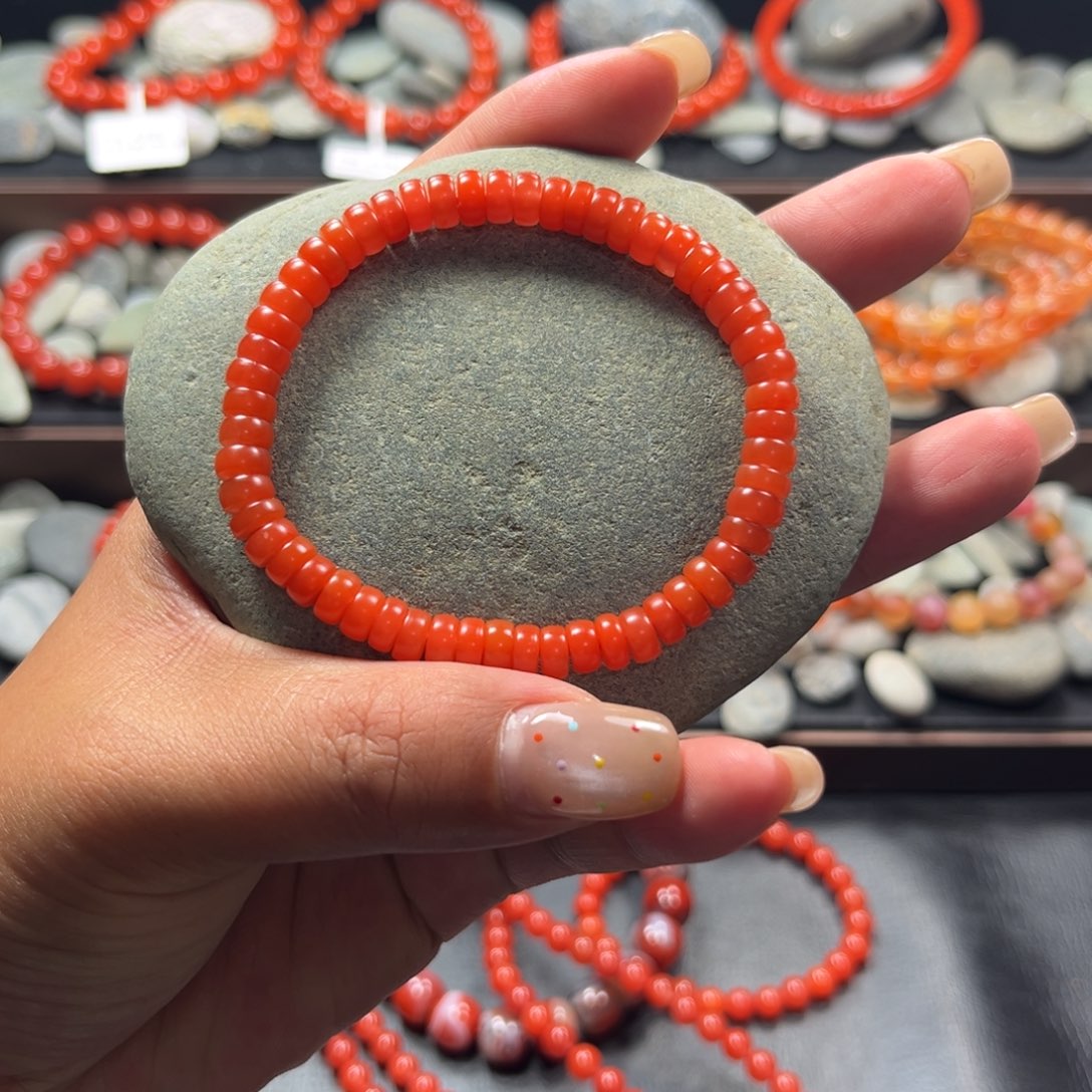 南红玛瑙未镶嵌手串药片单圈卡6