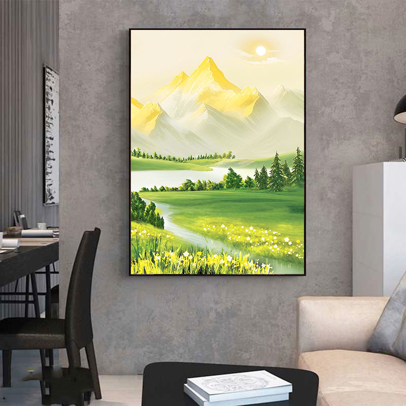 【金山】砂岩肌理沙发背景墙客厅温馨轻奢装饰挂画