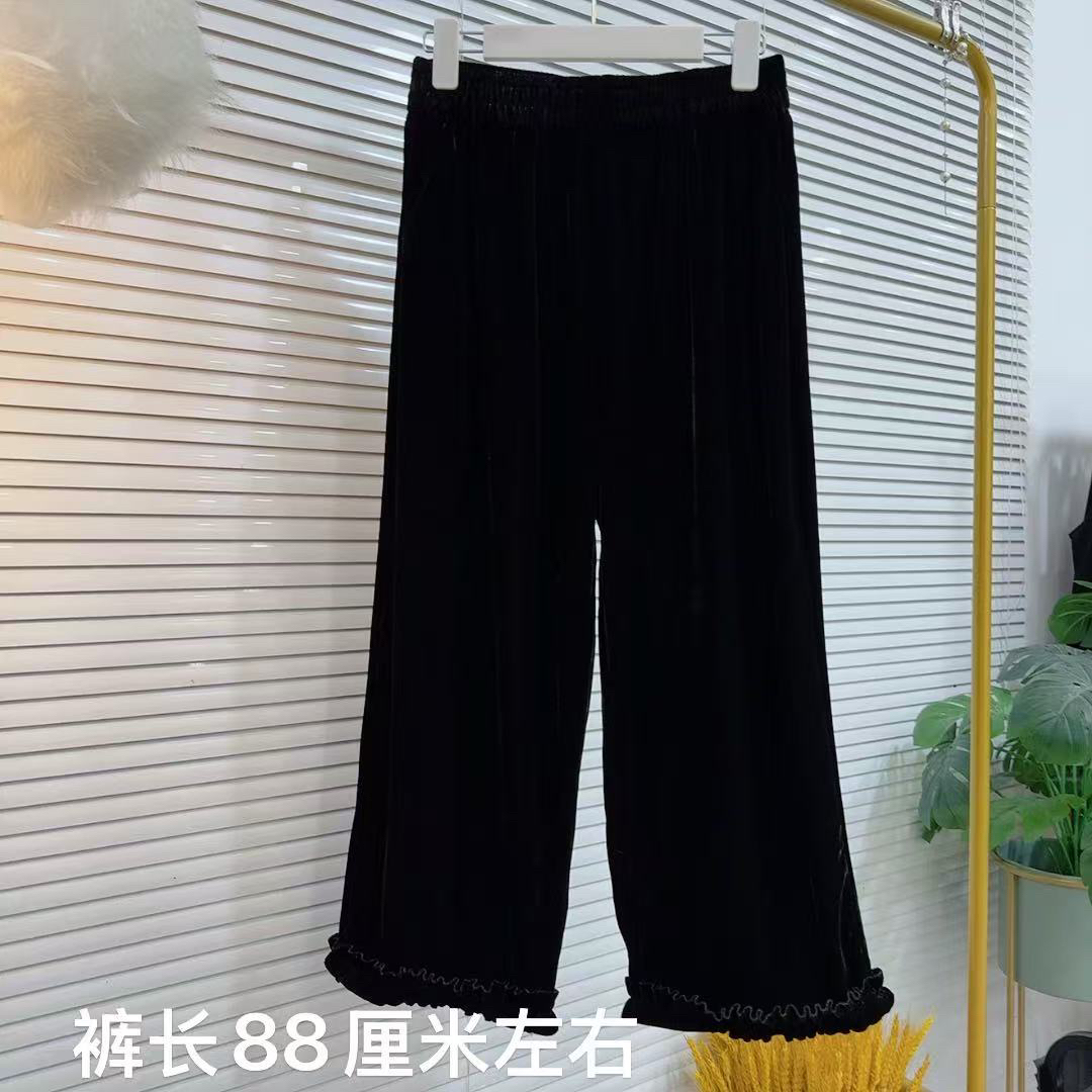 胖MM2025金品大码新款时尚金丝绒宽松休闲裤