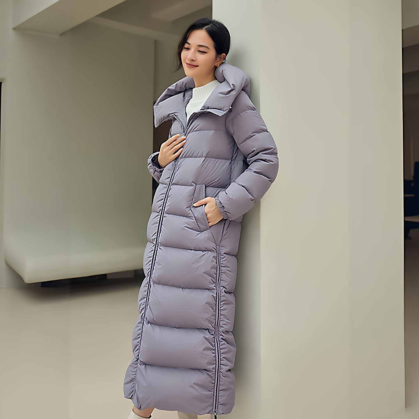 鹅绒羽绒服长款女绒子含量90%长至脚踝保暖外套江西共青城羽绒服