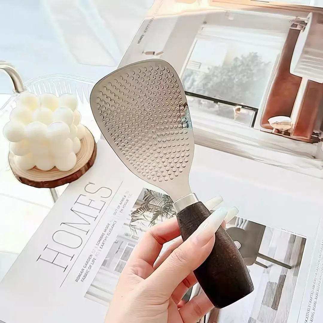 304食品级不锈钢可立式胡桃木手柄家用米饭铲饭勺耐高温不粘米饭