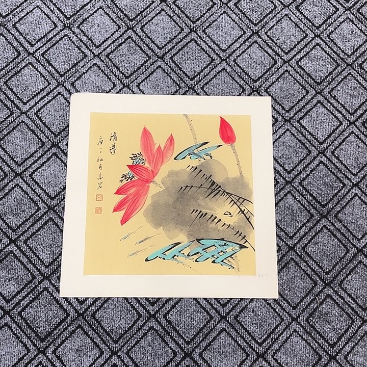 国画高岩老师三尺斗方花鸟作品旭