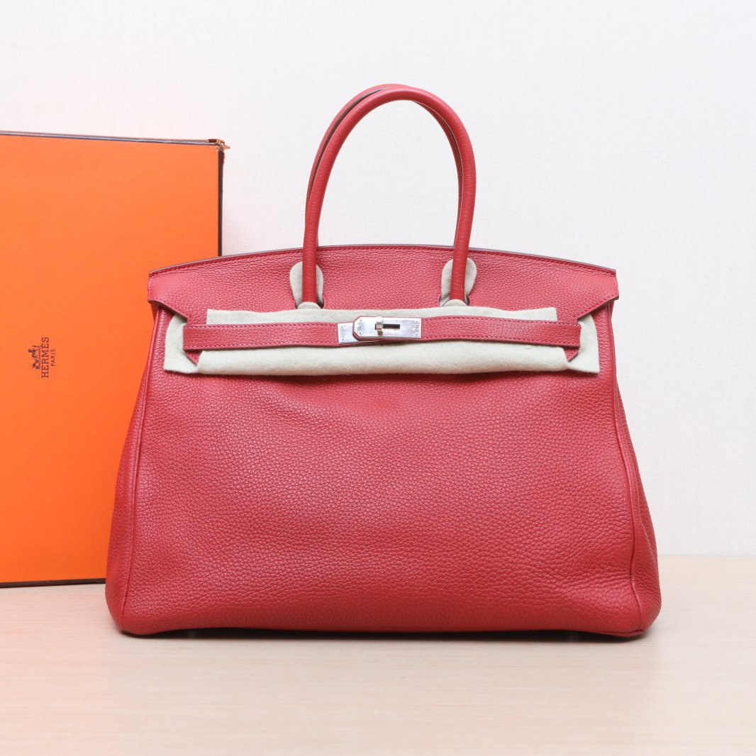 95新 Hermes/爱马仕 小花姑姑640895Birkin 35 53鲜红色 框Q包