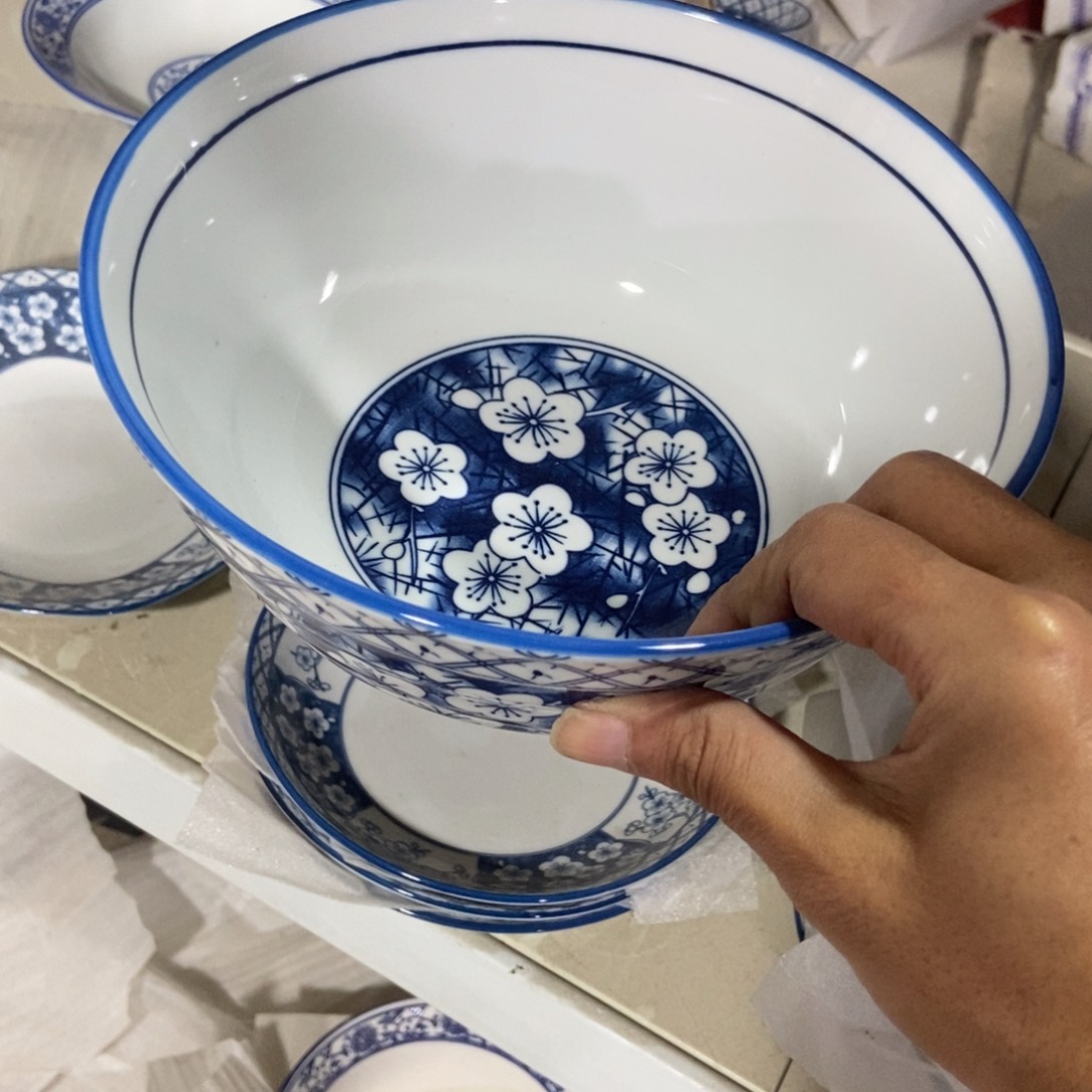 花***吻瓷片景德镇陶瓷碗8寸6个