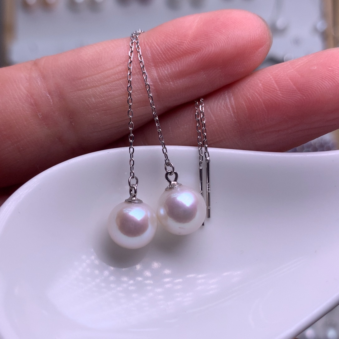 银S925镶嵌耳饰淡水珍珠