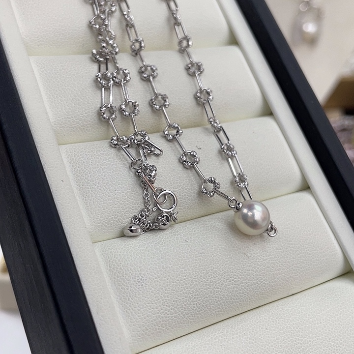 海水珍珠银S925镶嵌颈饰