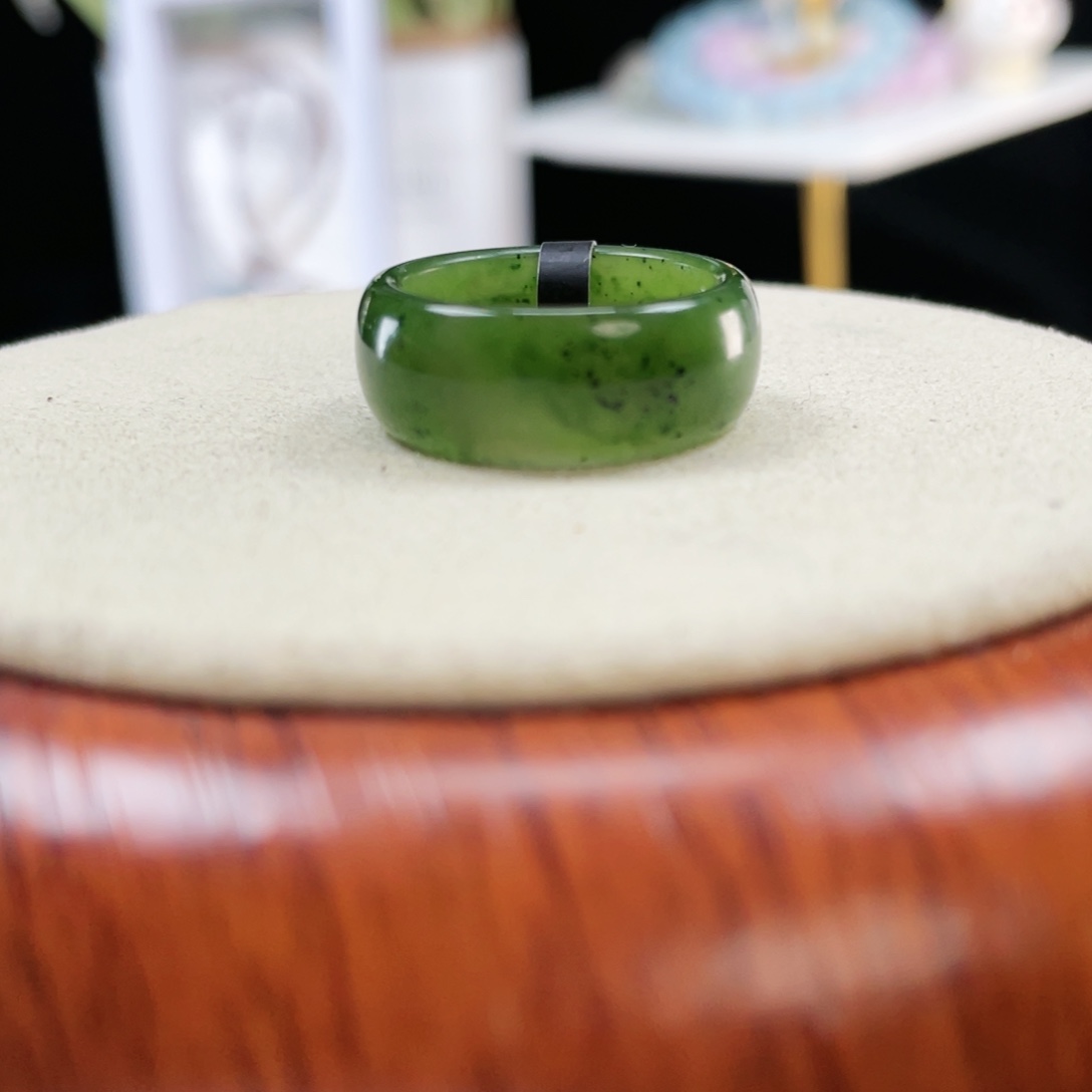 和田玉未镶嵌戒指P3碧玉轮胎16.9