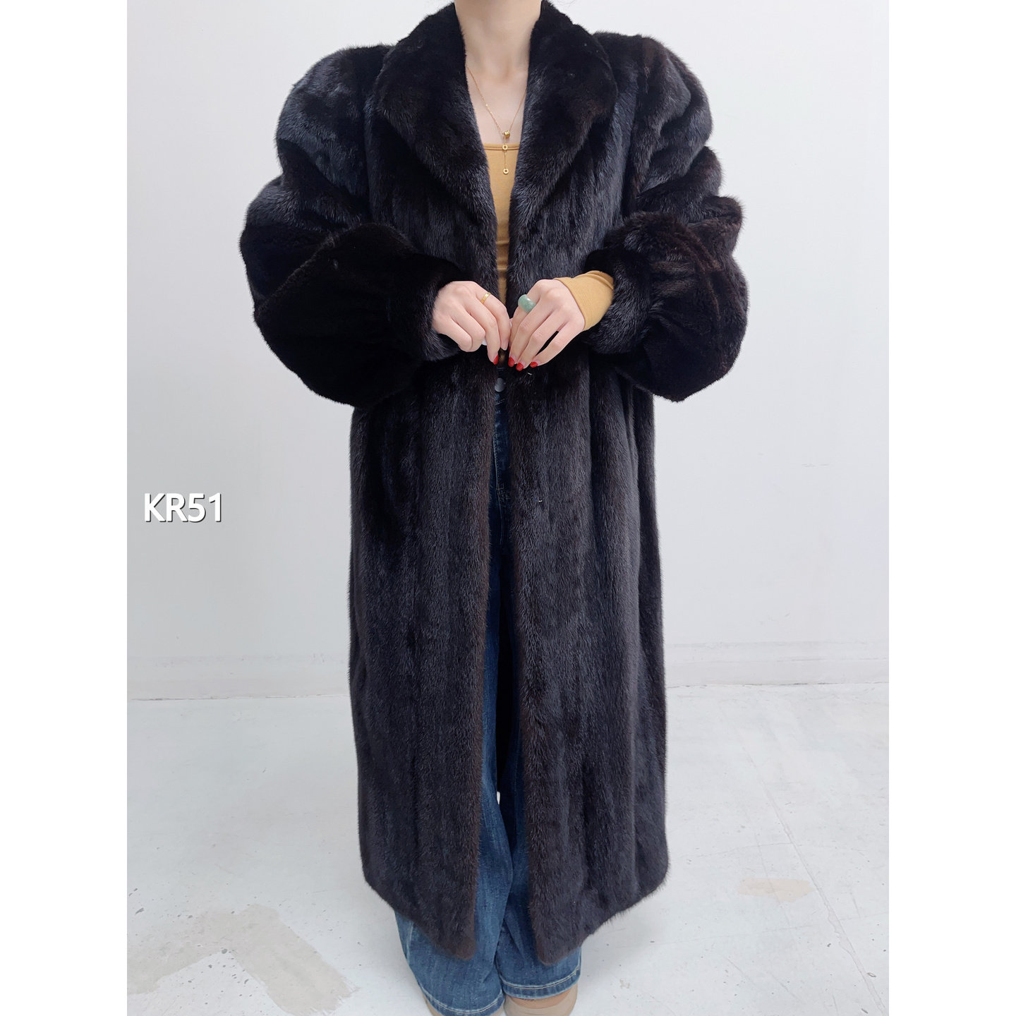 【KR51】XL 棕黑色超长款宝嘉美貂皮（肩43胸114衣121袖64）40051