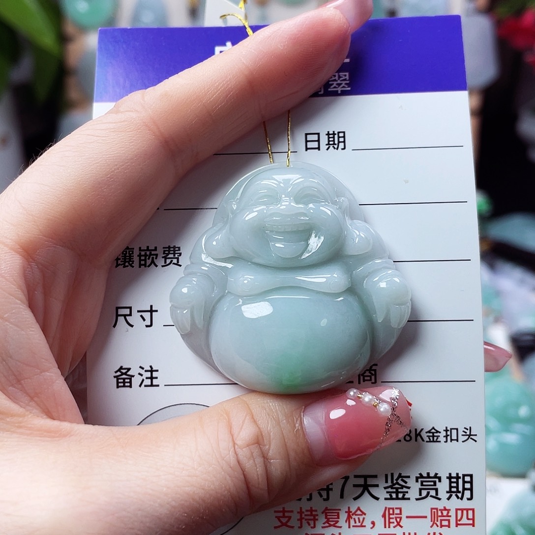 翡翠未镶嵌颈饰佛公09