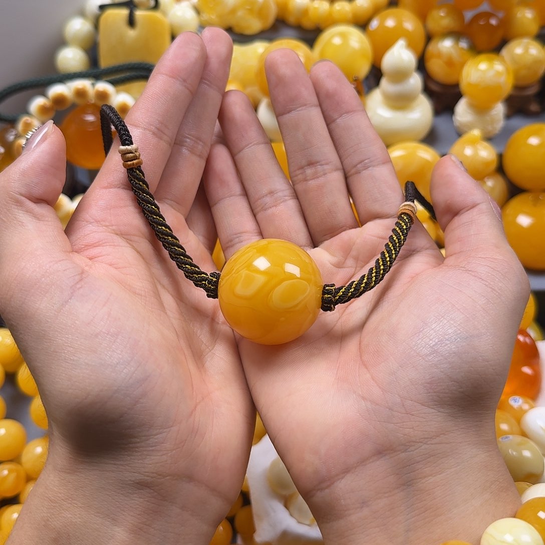 琥珀珠宝奇石未镶嵌锁骨36mm