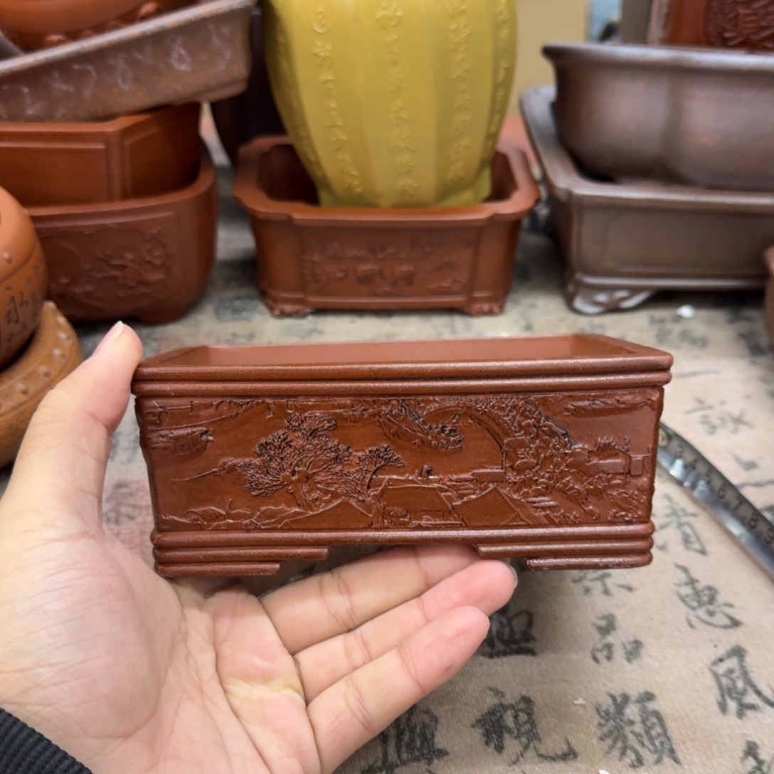 紫砂花盆宜兴紫砂正品14x10x4.8