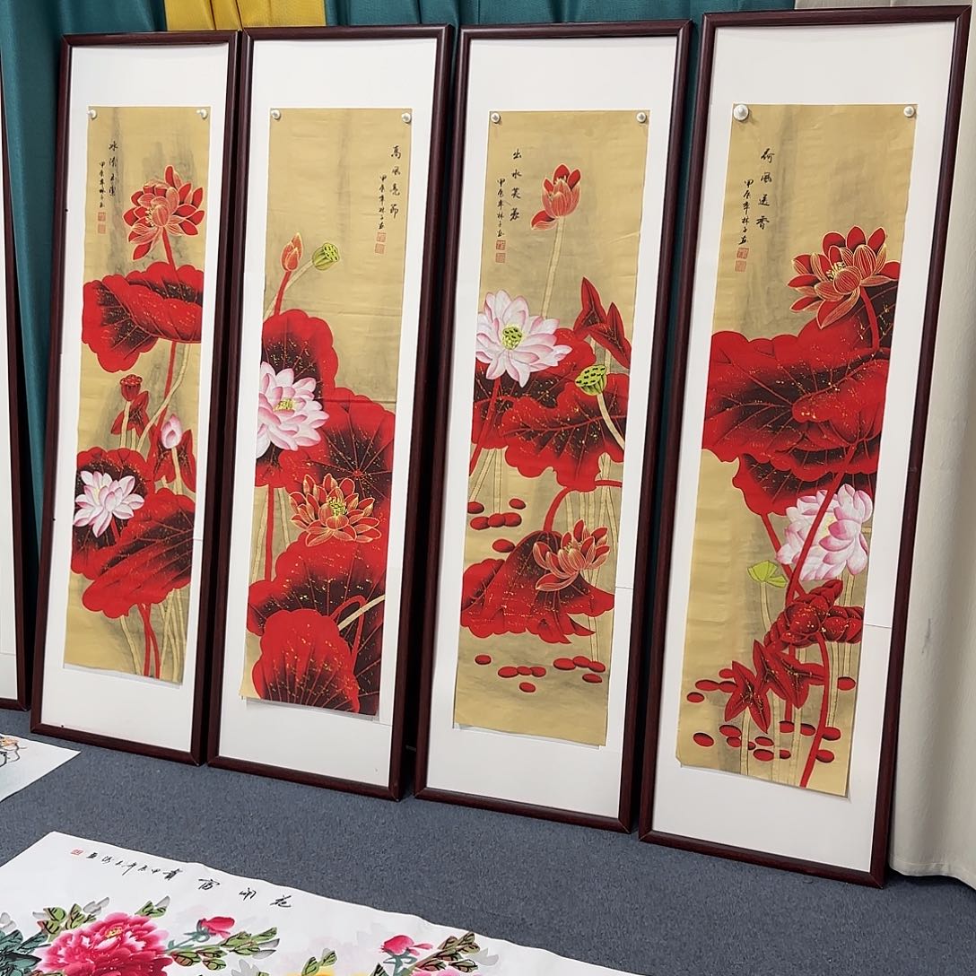 国画唯*尺寸35X140手绘作品 