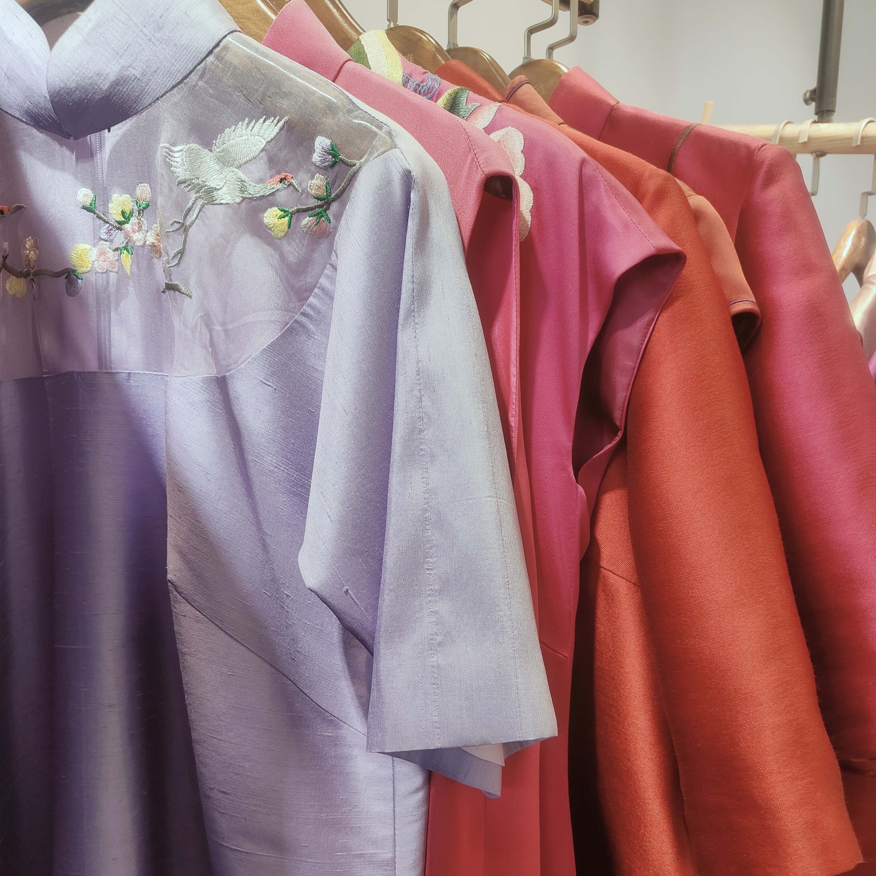 蝴蝶扣长裙少女风纯色高开衩旗袍中式双层春秋百搭时尚网红