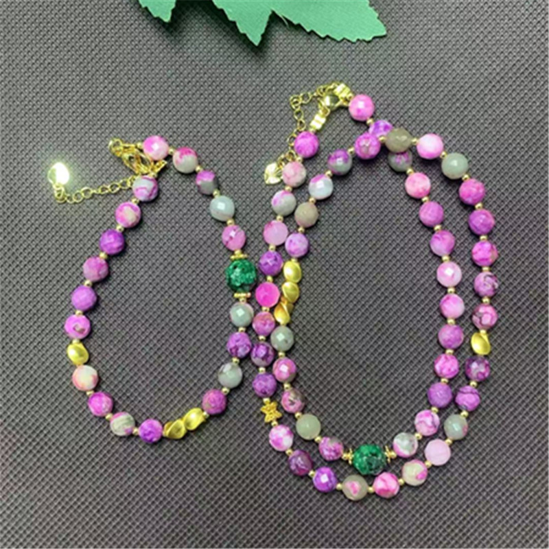 桃红丝绒刻面6M项链S1210多样性发一