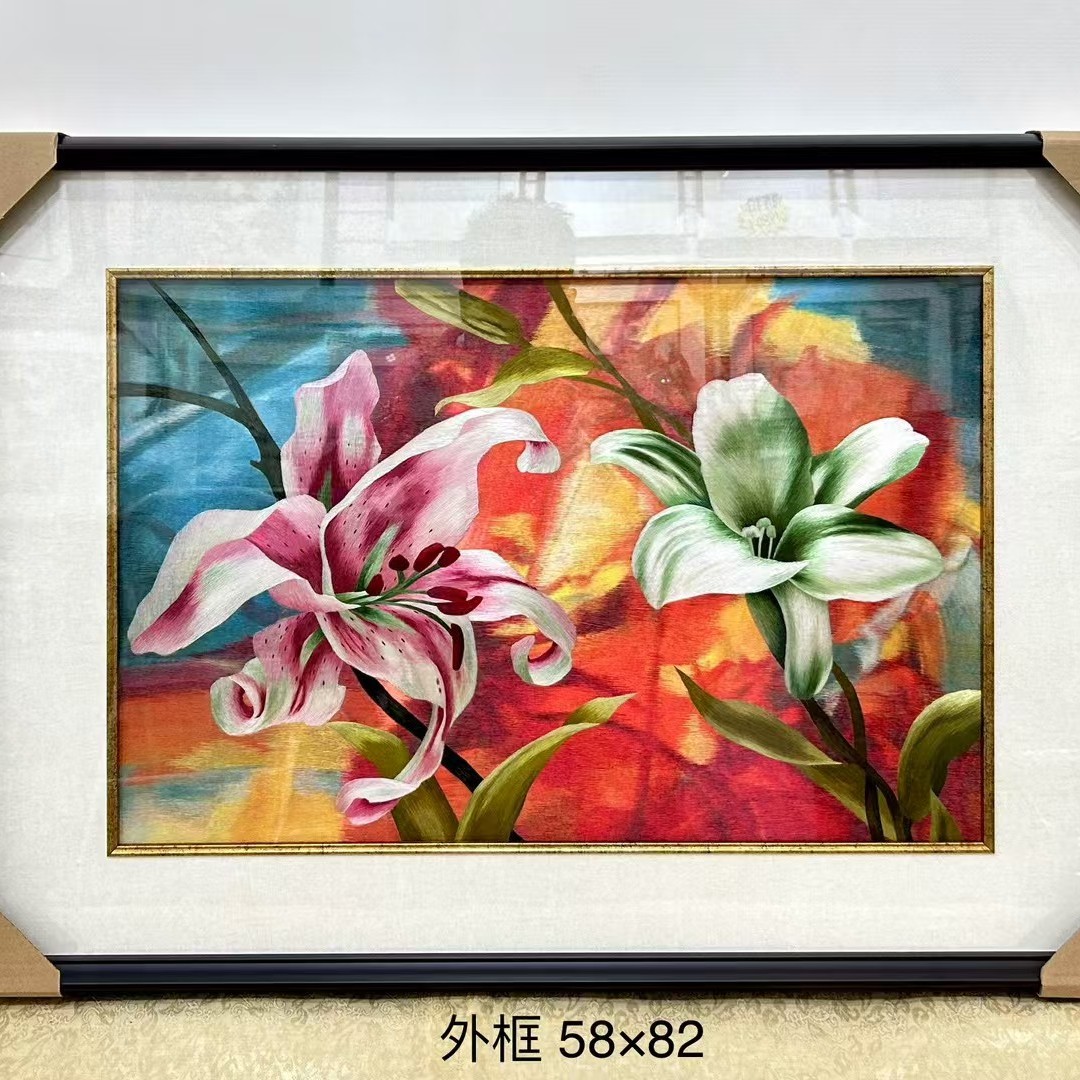 苏绣电表箱挂画餐厅挂画牡丹江南水乡苏绣挂画现代简约风家居挂画