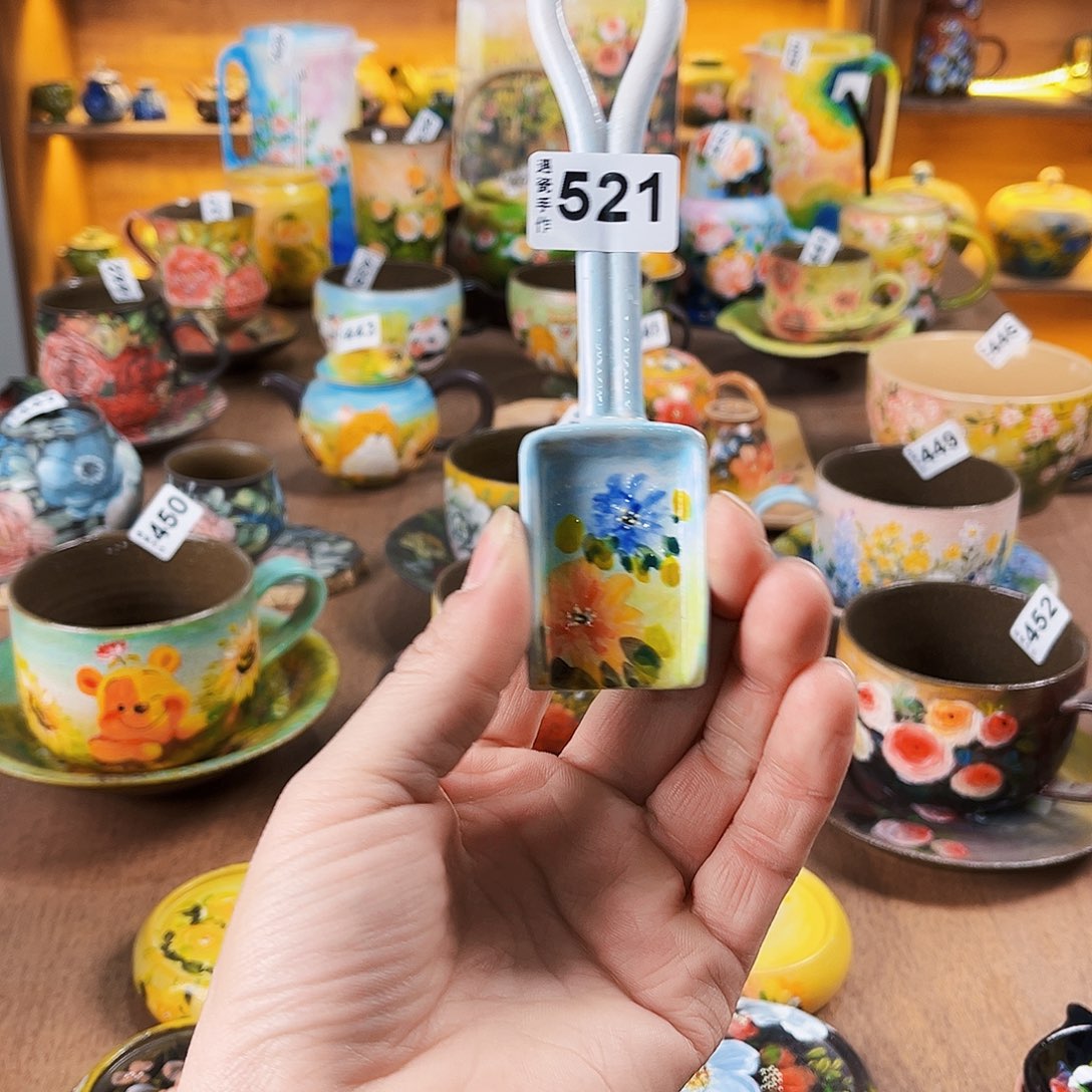 杯纯纯油画风瓢羹