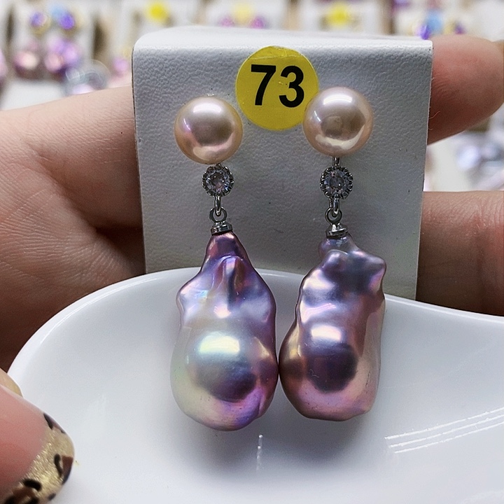 银S925镶嵌耳饰淡水珍珠